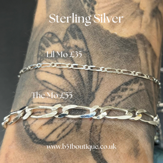 Sterling silver welded jewellery chains.