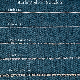 Sterling silver welded jewellery chains.